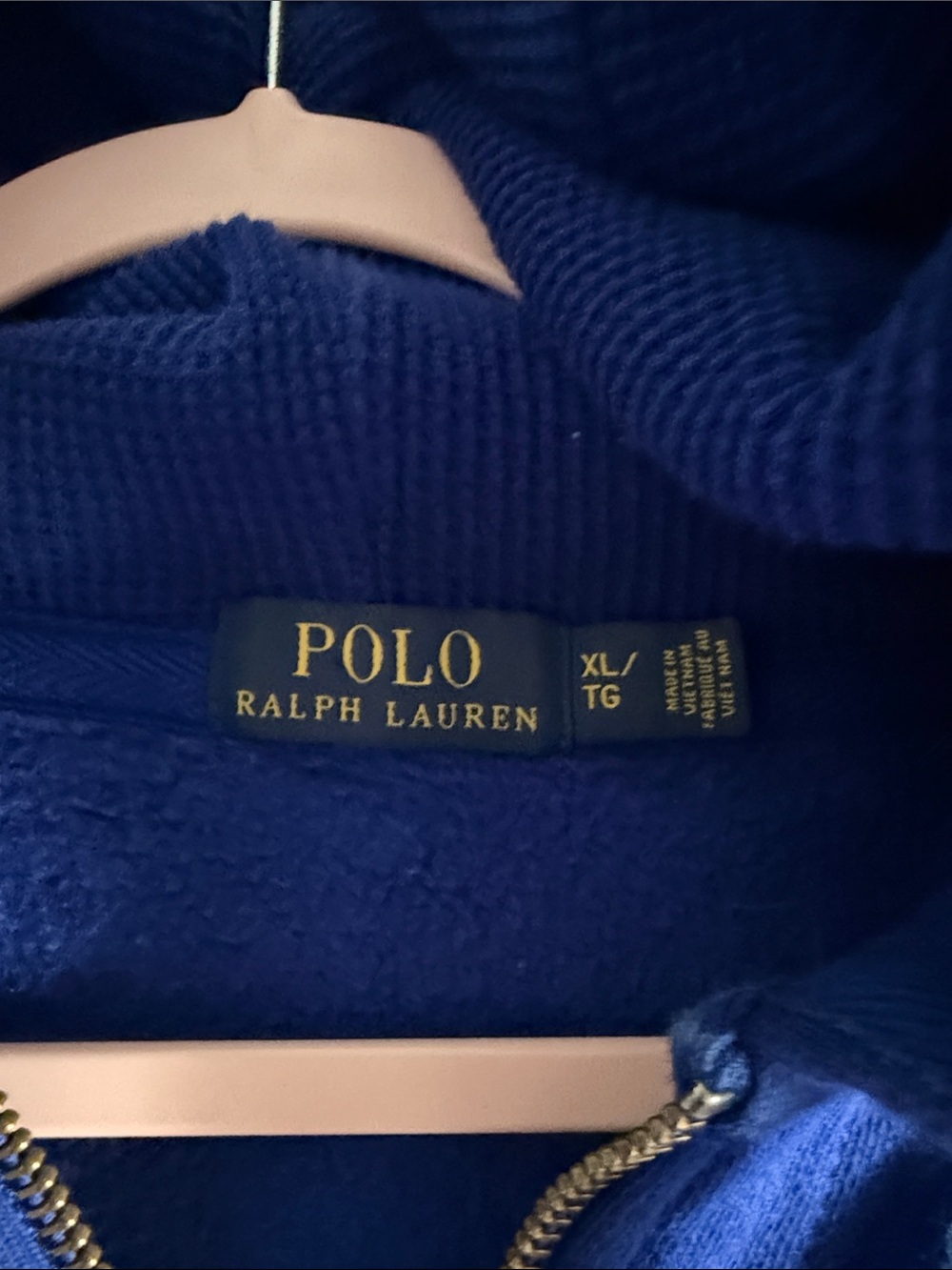 Polo by Ralph Lauren Men’s Blue Zip-Up Hoodie with Waffle Knit Hood - Picture 2 of 5